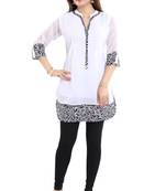 White plain georgette short-kurtis