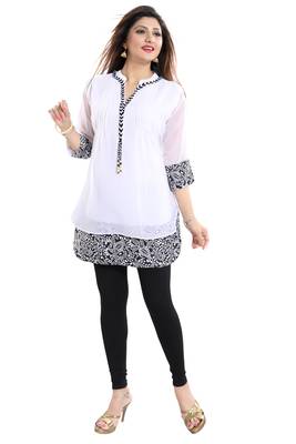 White plain georgette short-kurtis 2