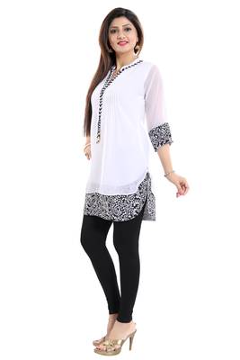 White plain georgette short-kurtis 4