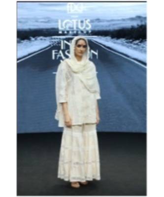 Cotton and lace work kurta and gharara set 1