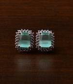 Rose Gold Plated Mint Stone Embellished American Diamond Stud 216ED445
