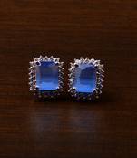 Rose Gold Plated Ice Blue Stone Embellished American Diamond Stud 216ED448
