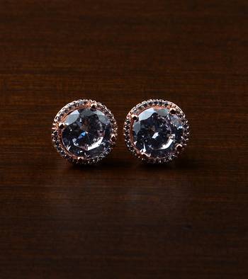 Rose Gold Plated White Stone Embellished American Diamond Stud 216ED461 1