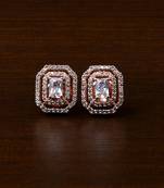 Rose Gold Plated White Stone Embellished American Diamond Stud 216ED468
