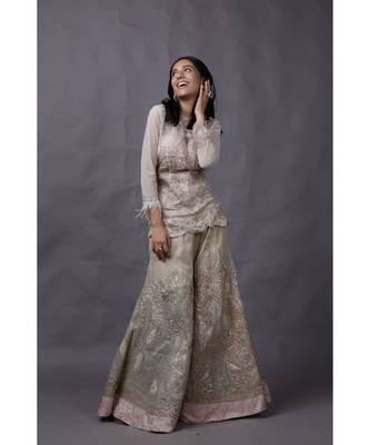 Dull silver gold kurta and sharara set 1