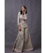 AMRITA SHARA, JAAMEVARI EMBROIDERY IN DULL SILVER GOLD