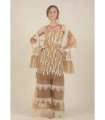 Brown net kurta and sharara set