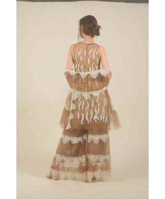 Brown net kurta and sharara set 2