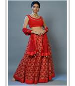Red Gota All Over Embroidery Lehenga