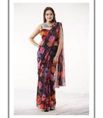 Floral printed poly multicoloured saree