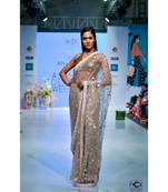 Net with florets sequins embroidered saree