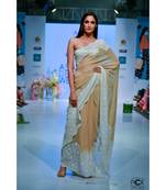 Beige viscose georgette saree