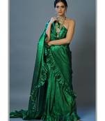 Green Lurex Metallic Saree 