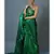 Green Lurex Zari Linen Metallic Saree Ruffles With Vintage Gold Ghota