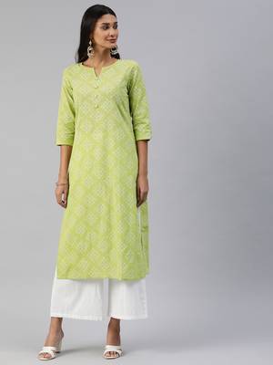 Green printed cotton cotton-kurtis 1