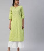 Green printed cotton cotton-kurtis