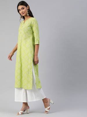 Green printed cotton cotton-kurtis 2