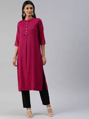 Purple plain viscose cotton-kurtis 1
