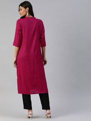 Purple plain viscose cotton-kurtis 3