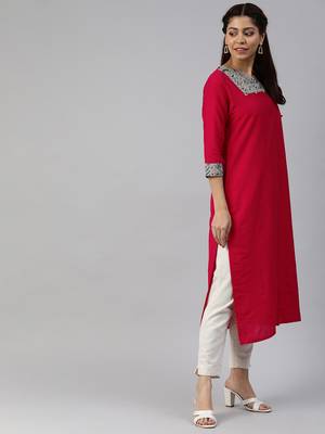 Red plain cotton silk cotton-kurtis 2
