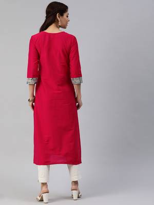 Red plain cotton silk cotton-kurtis 3