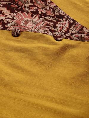 Mustard plain cotton silk cotton-kurtis 4