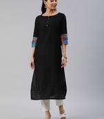 Black plain cotton silk cotton-kurtis