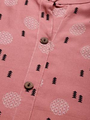 Peach printed viscose cotton-kurtis 4