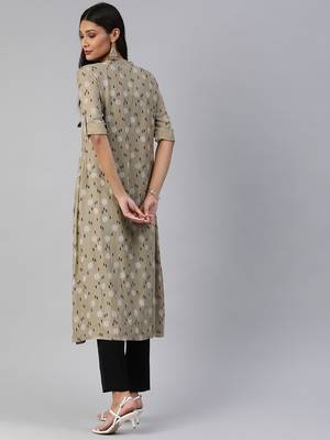 Olive printed viscose cotton-kurtis 3