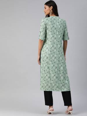 Green printed viscose cotton-kurtis 3