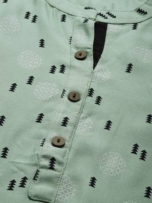 Green printed viscose cotton-kurtis 4