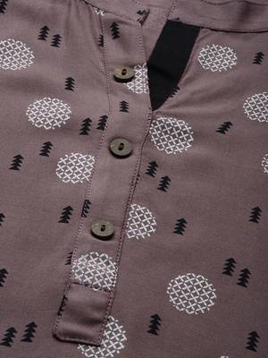 Brown printed viscose cotton-kurtis 4