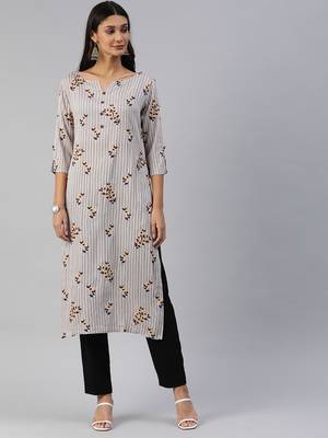 Grey printed viscose cotton-kurtis 1