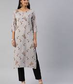 Grey printed viscose cotton-kurtis