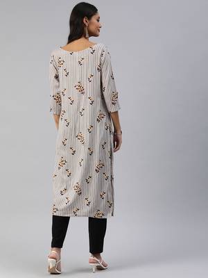 Grey printed viscose cotton-kurtis 3