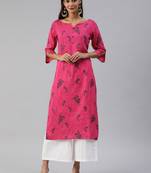 Pink printed viscose cotton-kurtis