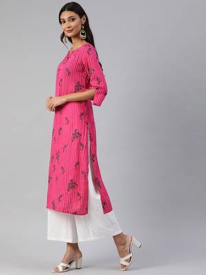Pink printed viscose cotton-kurtis 2