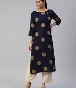 Navy Blue Printed Kurtis