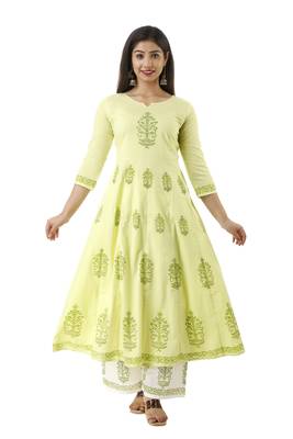 Light-green block print cotton salwar 1