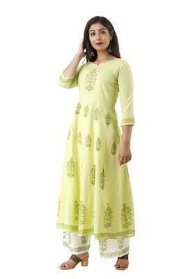 Light-green block print cotton salwar 3