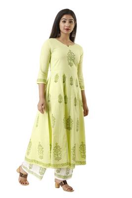 Light-green block print cotton salwar 4
