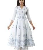 Light-blue block print cotton salwar