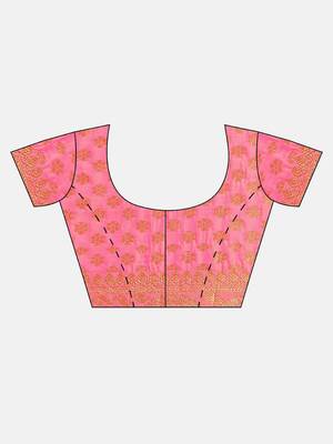 Sangam Prints Pink & Yellow Handloom Silk Woven Work Traditional Saree 5