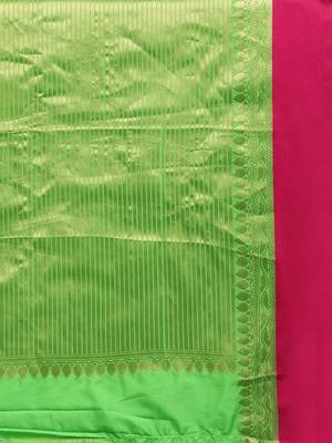 Sangam Prints Green & Yellow Handloom Silk Woven Work Traditional Saree 4