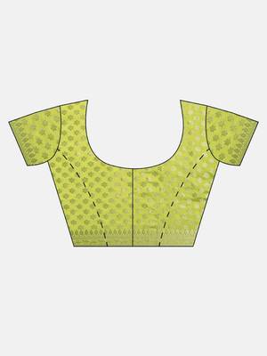 Sangam Prints Green & Yellow Handloom Silk Woven Work Traditional Saree 5