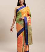 Sangam Prints Multicolor Handloom Silk Woven Work Traditional Saree