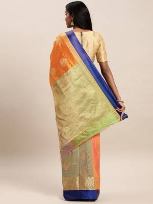Sangam Prints Multicolor Handloom Silk Woven Work Traditional Saree 2