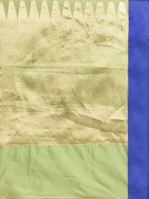 Sangam Prints Green & Orange Handloom Silk Woven Work Traditional Saree 4