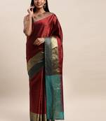 Sangam Prints Maroon Handloom Silk Woven Work Traditional Saree
