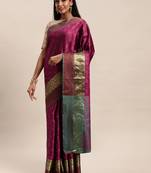 Sangam Prints Pink Handloom Silk Woven Work Traditional Saree